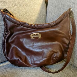 Etienne Aigner Vintage Wine Leather Shoulder Bag
